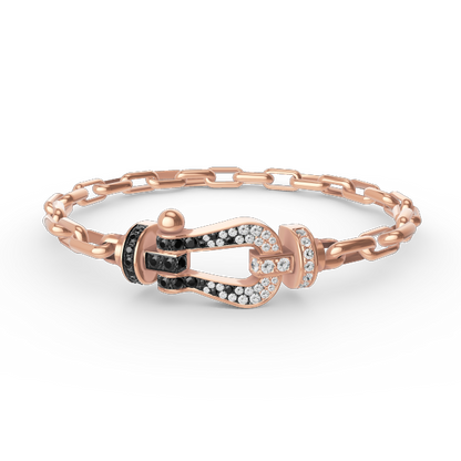 [Leaves]FORCE LARGE HORSESHOE CLASP METAL BRACELET