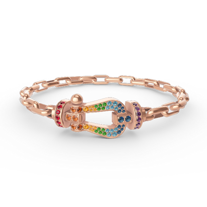 [Leaves]FORCE LARGE HORSESHOE CLASP METAL BRACELET