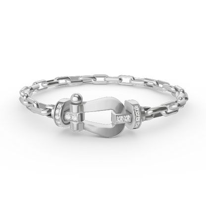 [Leaves]FORCE LARGE HORSESHOE CLASP METAL BRACELET