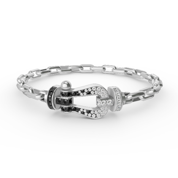 [Leaves]FORCE LARGE HORSESHOE CLASP METAL BRACELET
