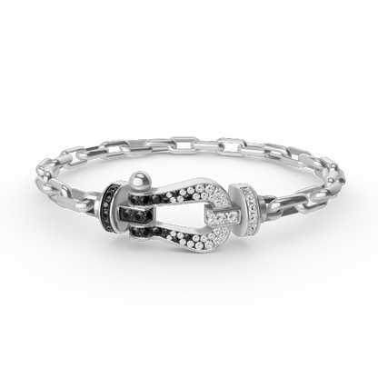 [Leaves]FORCE LARGE HORSESHOE CLASP METAL BRACELET