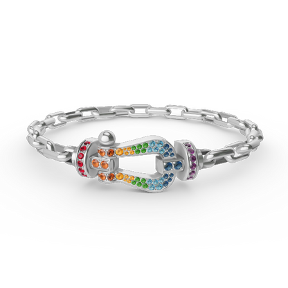 [Leaves]FORCE LARGE HORSESHOE CLASP METAL BRACELET
