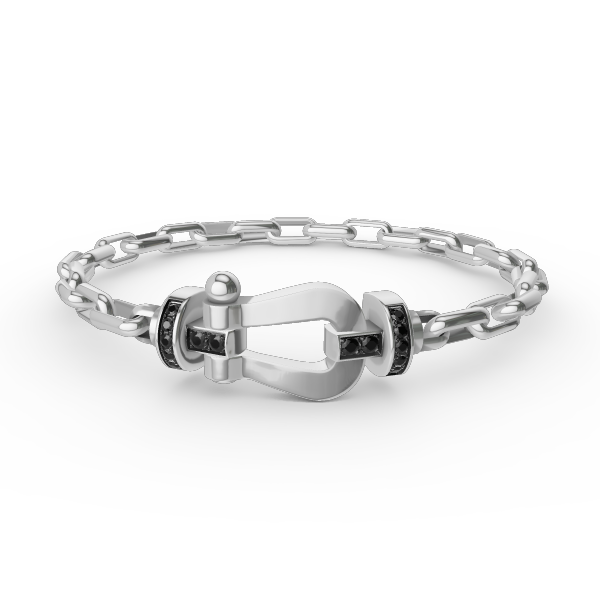 [Leaves]FORCE LARGE HORSESHOE CLASP METAL BRACELET