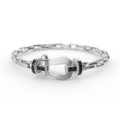 [Leaves]FORCE LARGE HORSESHOE CLASP METAL BRACELET