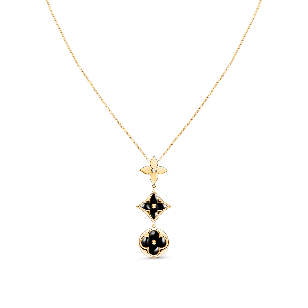 [Leaves]STAR AND SUN ONYX ROSE GOLD NECKLACE