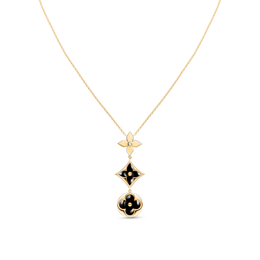 [Leaves]STAR AND SUN ONYX ROSE GOLD NECKLACE