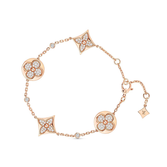 [Leaves]STAR AND SUN 4 MOTIFS GOLD DIAMONDS BRACELET