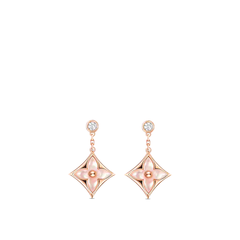 [Leaves]DOUBLE STAR ROSE GOLD MOP DROP EARRINGS