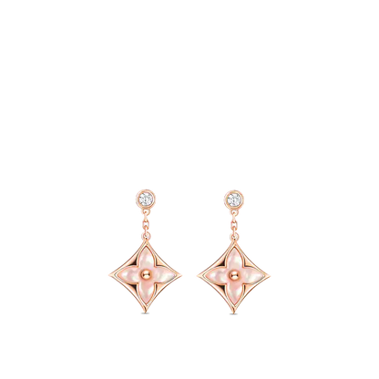 [Leaves]DOUBLE STAR ROSE GOLD MOP DROP EARRINGS