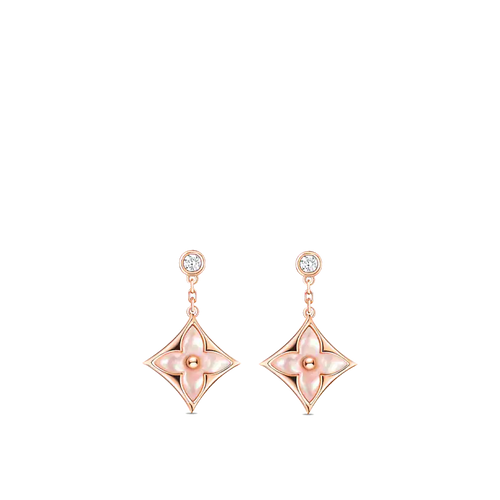 [Leaves]DOUBLE STAR ROSE GOLD MOP DROP EARRINGS