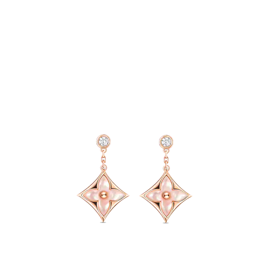 [Leaves]DOUBLE STAR ROSE GOLD MOP DROP EARRINGS