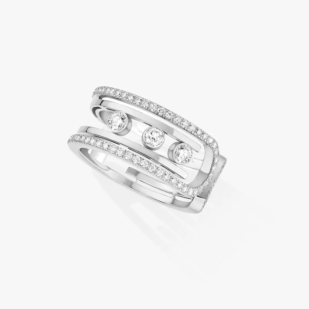 [Leaves]OPEN MOVE 10-DIAMOND PAVÉ RING