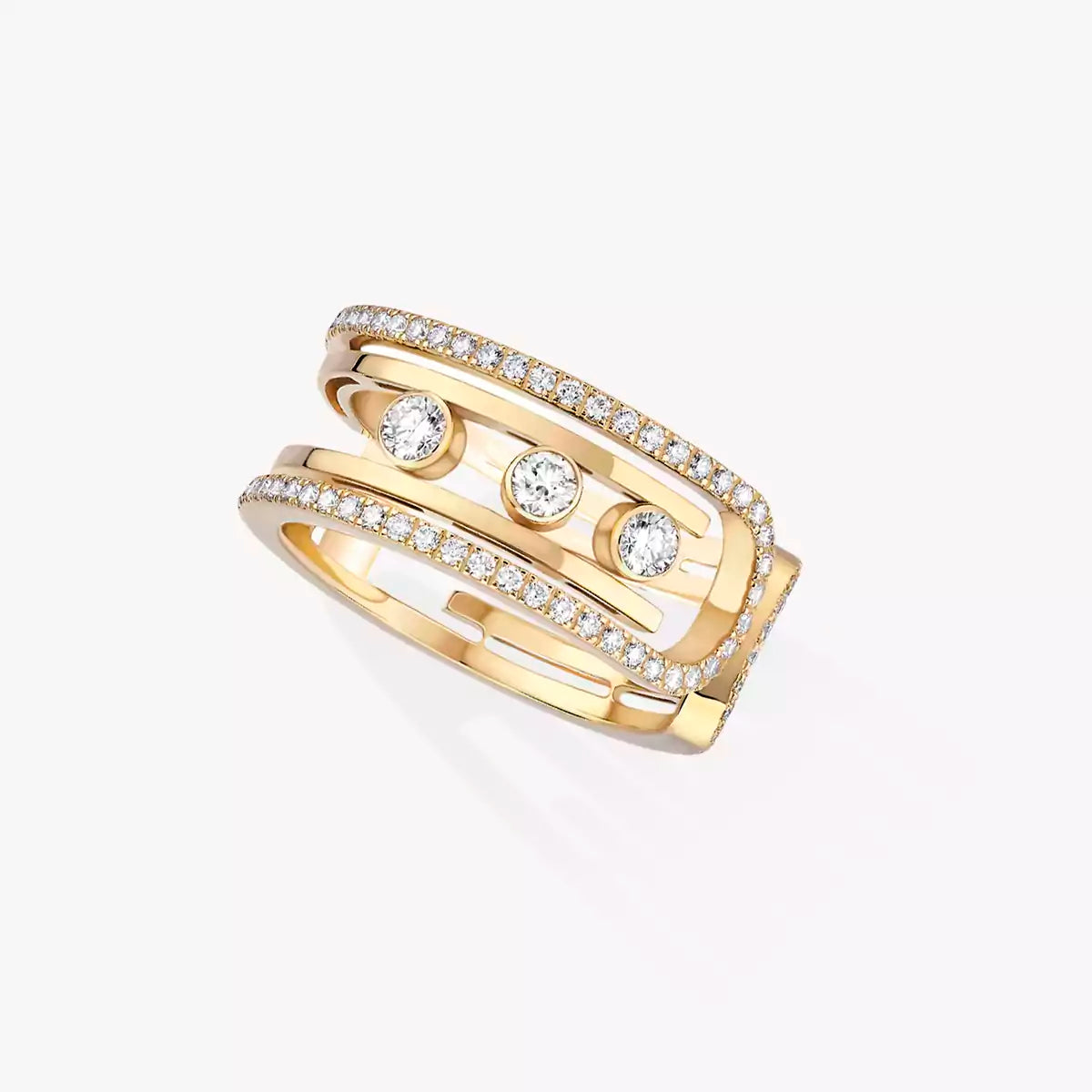 [Leaves]OPEN MOVE 10-DIAMOND PAVÉ RING