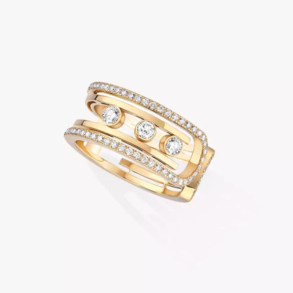 [Leaves]OPEN MOVE 10-DIAMOND PAVÉ RING