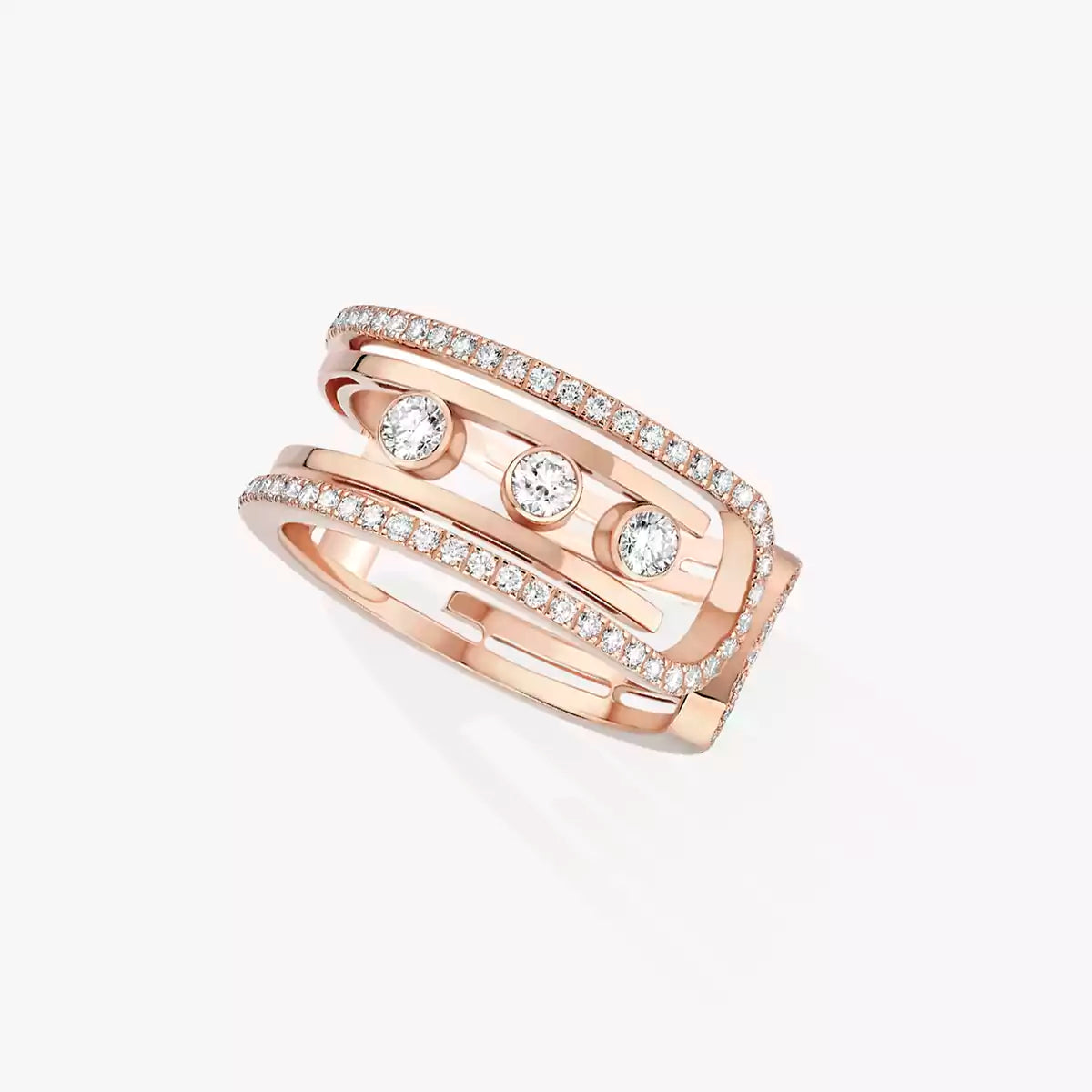 [Leaves]OPEN MOVE 10-DIAMOND PAVÉ RING