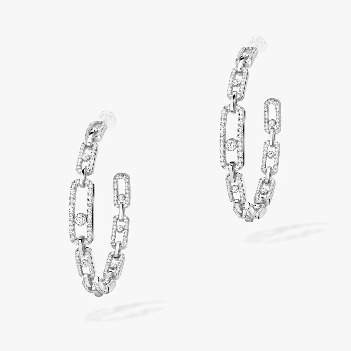 [Leaves]MOVE LINK KINETIC DIAMOND HOOP EARRINGS