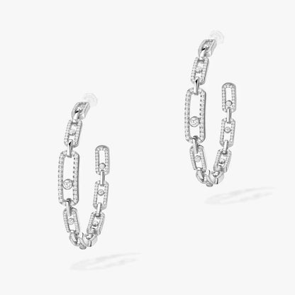 [Leaves]MOVE LINK KINETIC DIAMOND HOOP EARRINGS