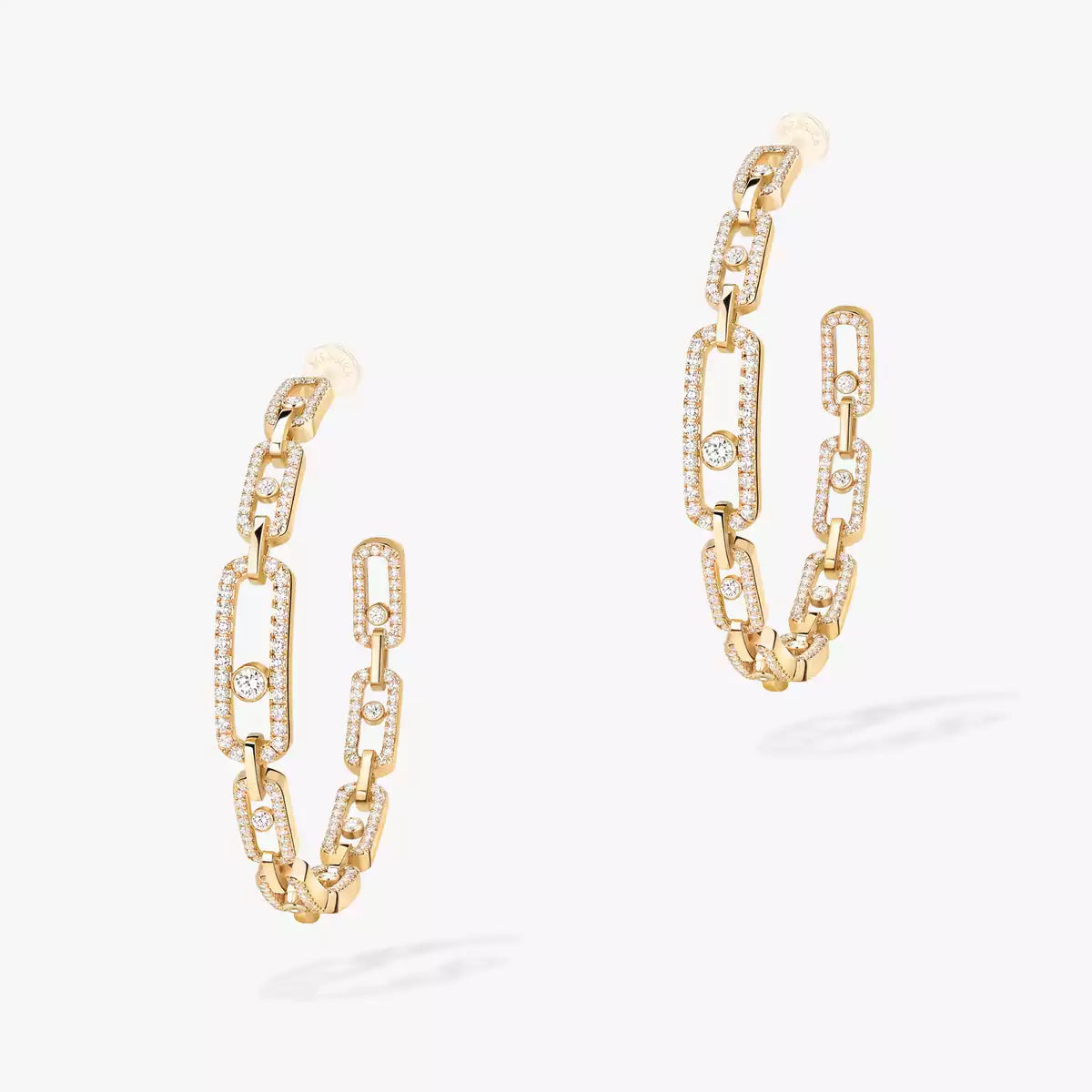 [Leaves]MOVE LINK KINETIC DIAMOND HOOP EARRINGS