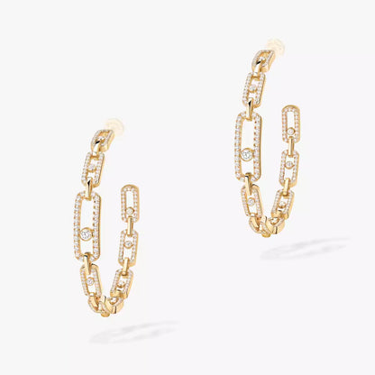 [Leaves]MOVE LINK KINETIC DIAMOND HOOP EARRINGS
