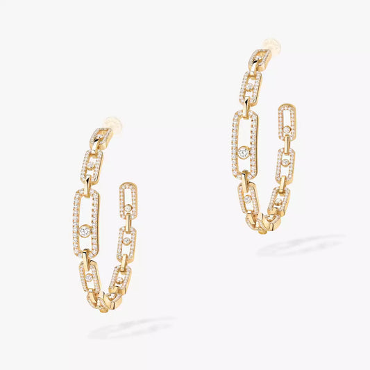 [Leaves]MOVE LINK KINETIC DIAMOND HOOP EARRINGS
