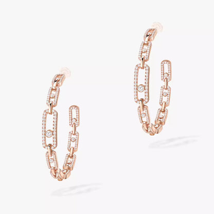 [Leaves]MOVE LINK KINETIC DIAMOND HOOP EARRINGS