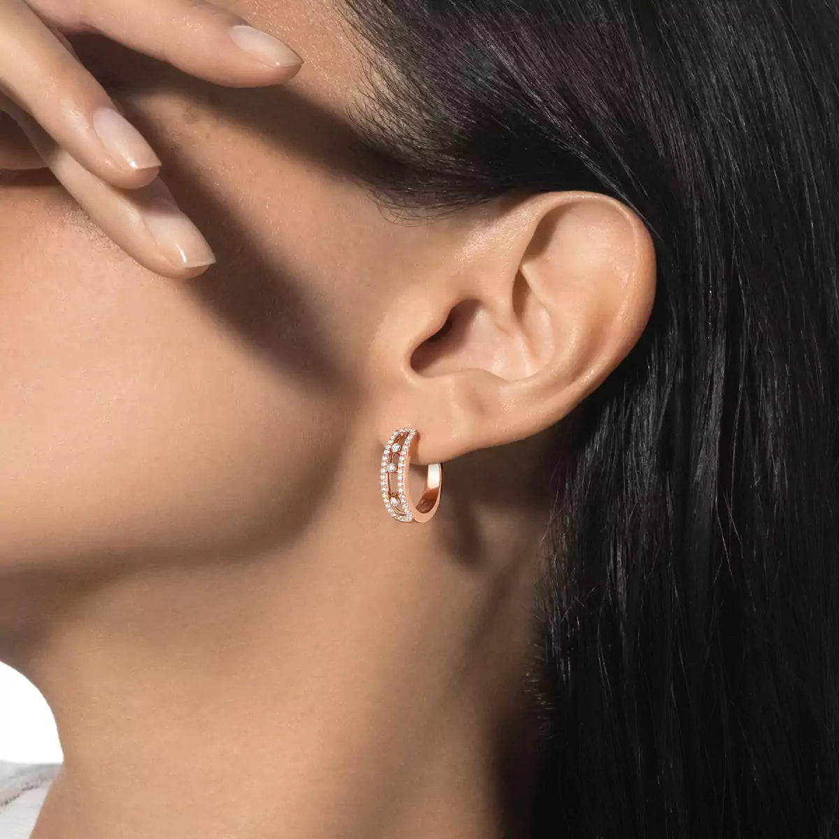 [Leaves]MOVE PAVÉ DIAMOND HOOP EARRINGS