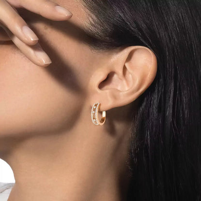 [Leaves]MOVE PAVÉ DIAMOND HOOP EARRINGS