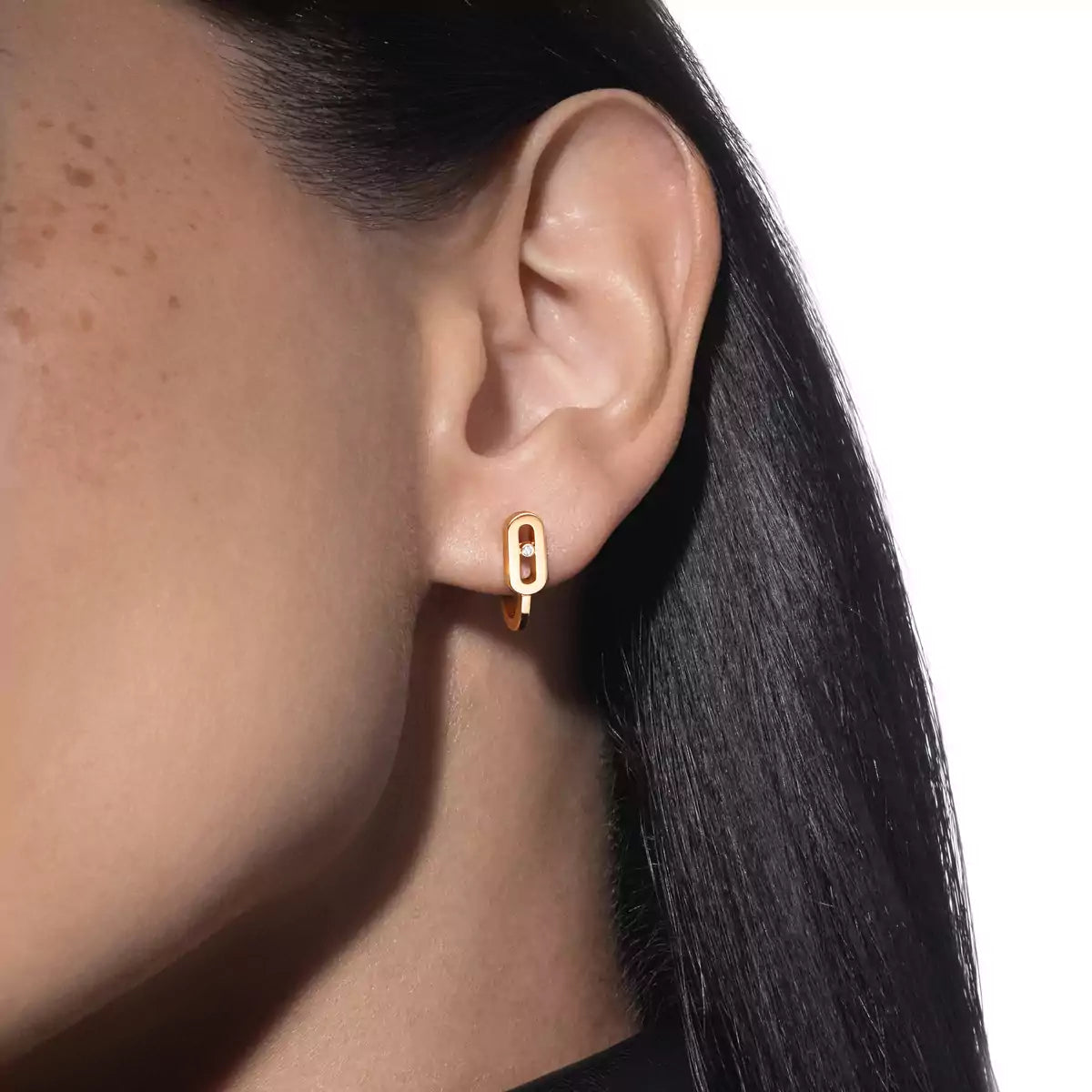 [Leaves]MOVE CLASSIQUE MINI DIAMOND HOOP EARRINGS