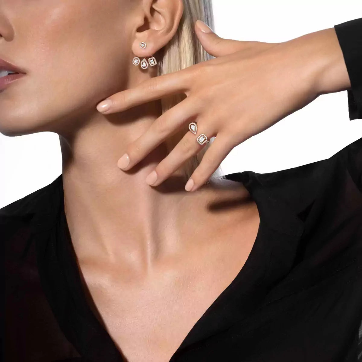 [Leaves]MY TWIN TRIO DIAMOND EARRINGS