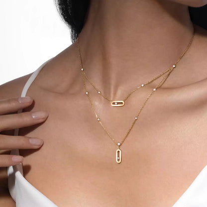[Leaves]MOVE UNO DOUBLE-PENDANT NECKLACE