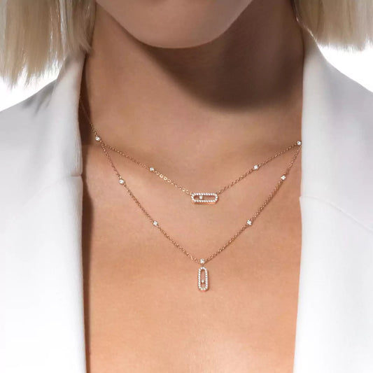 [Leaves]MOVE UNO 2-ROW PAVÉ NECKLACE