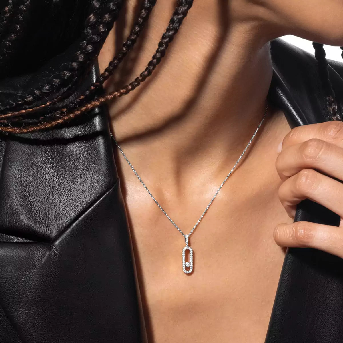 [Leaves]MOVE UNO FULL PAVÉ DIAMOND NECKLACE