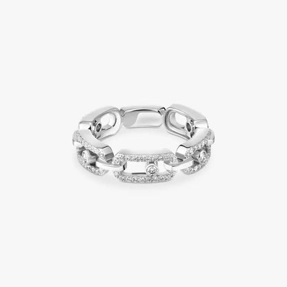 [Leaves]MOVE LINK PAVÉ DIAMOND RING