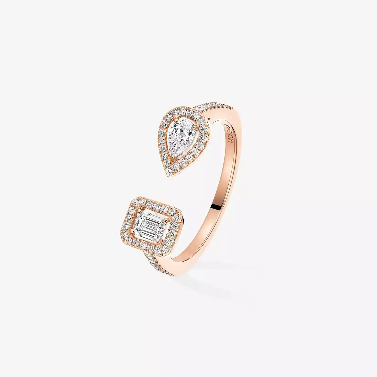 [Leaves]OPEN SUGAR CUBE & TEARDROP PAVÉ DIAMOND RING