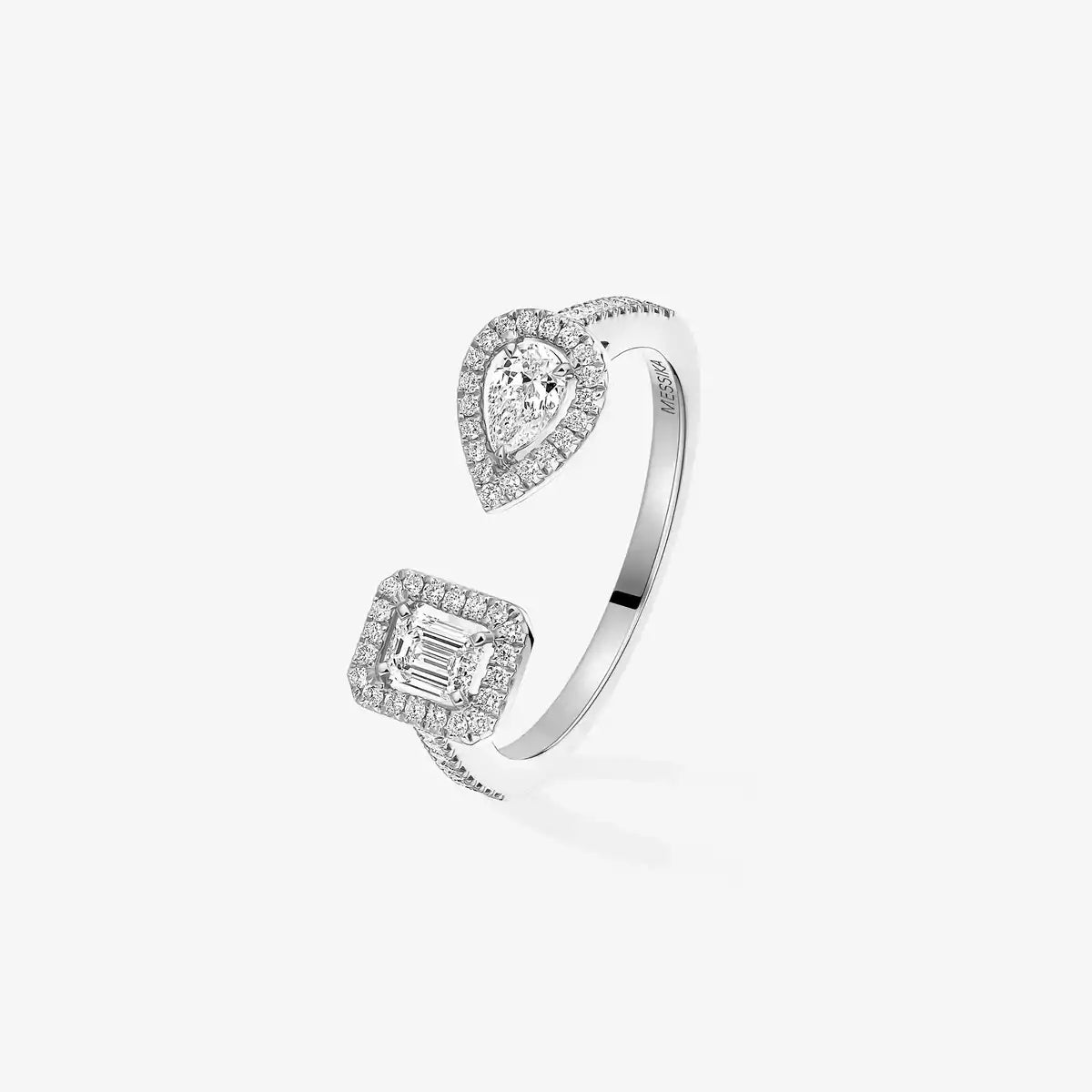 [Leaves]OPEN SUGAR CUBE & TEARDROP PAVÉ DIAMOND RING