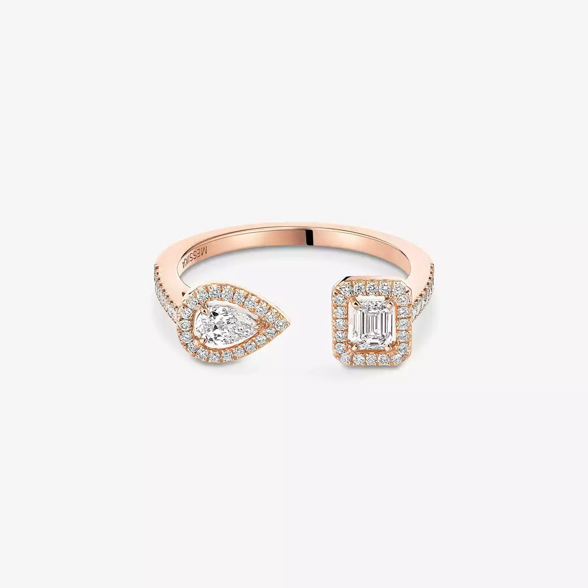 [Leaves]OPEN SUGAR CUBE & TEARDROP PAVÉ DIAMOND RING
