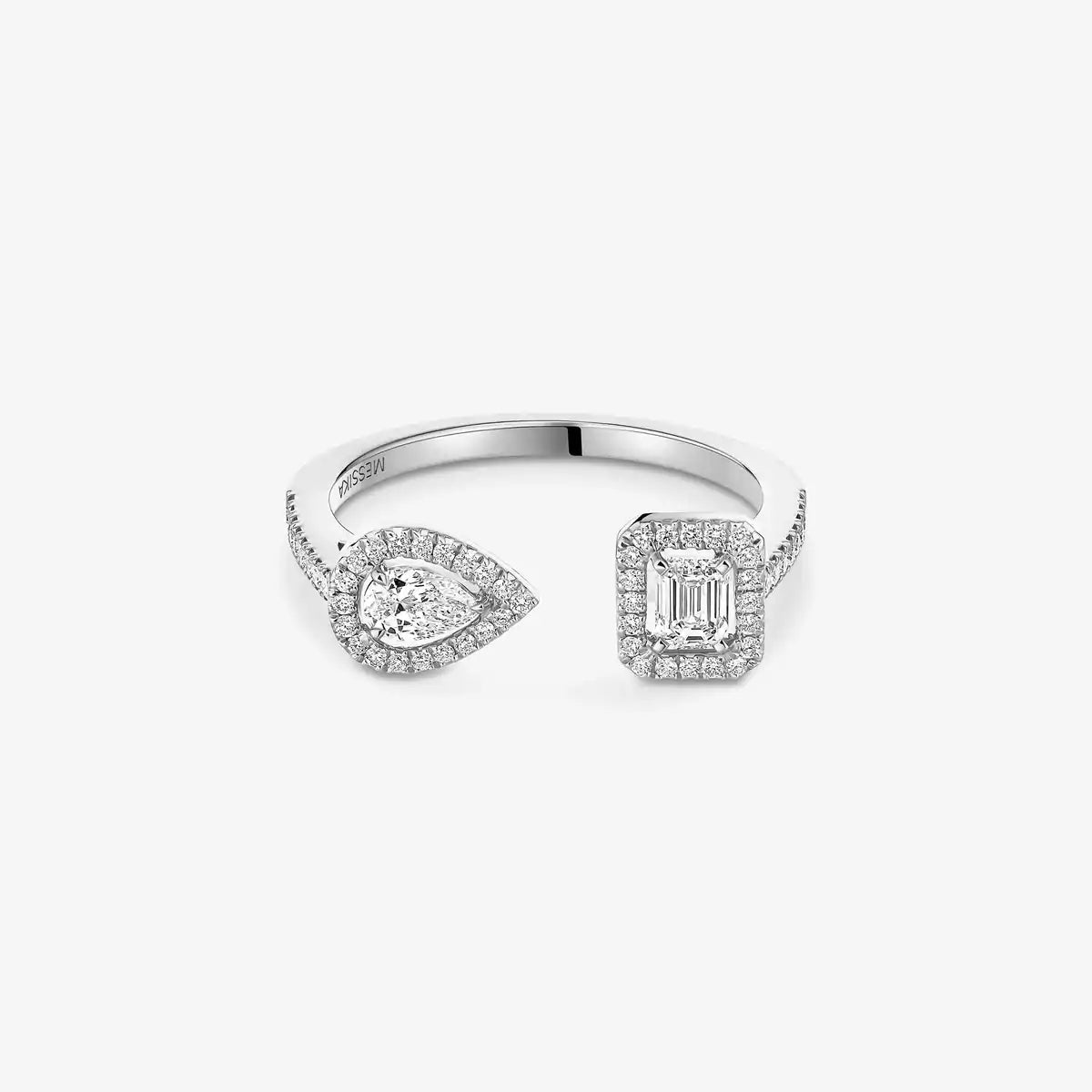 [Leaves]OPEN SUGAR CUBE & TEARDROP PAVÉ DIAMOND RING