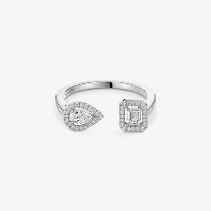 [Leaves]OPEN SUGAR CUBE & TEARDROP PAVÉ DIAMOND RING
