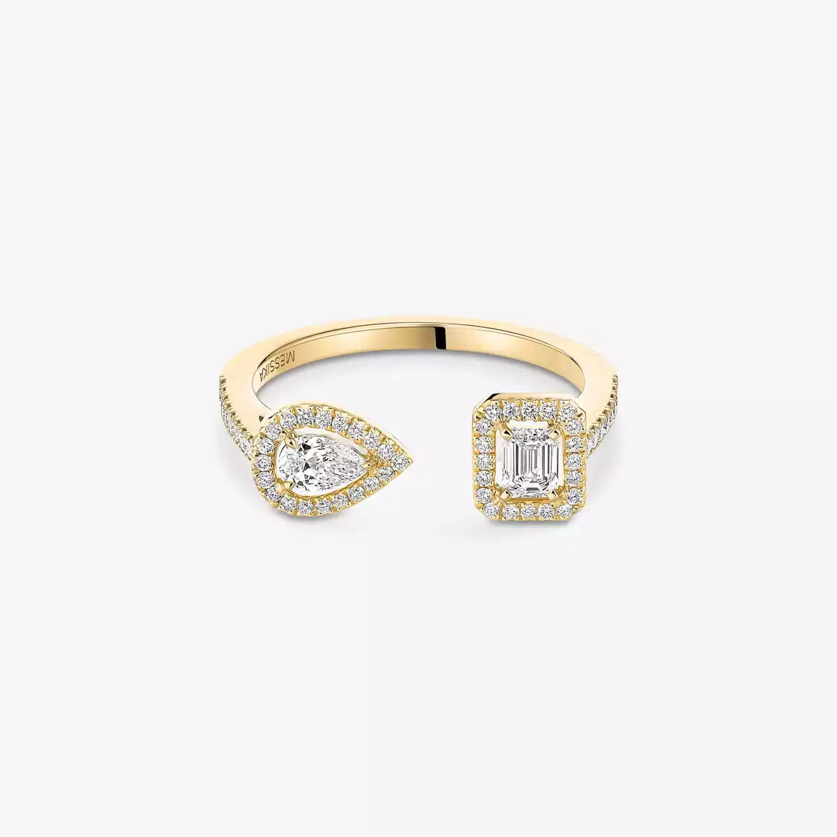 [Leaves]OPEN SUGAR CUBE & TEARDROP PAVÉ DIAMOND RING