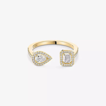 [Leaves]OPEN SUGAR CUBE & TEARDROP PAVÉ DIAMOND RING