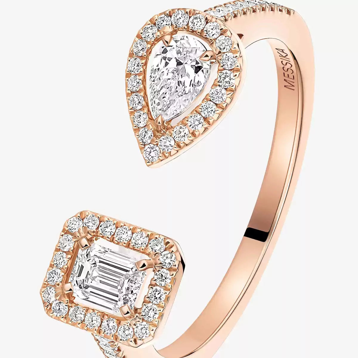 [Leaves]OPEN SUGAR CUBE & TEARDROP PAVÉ DIAMOND RING