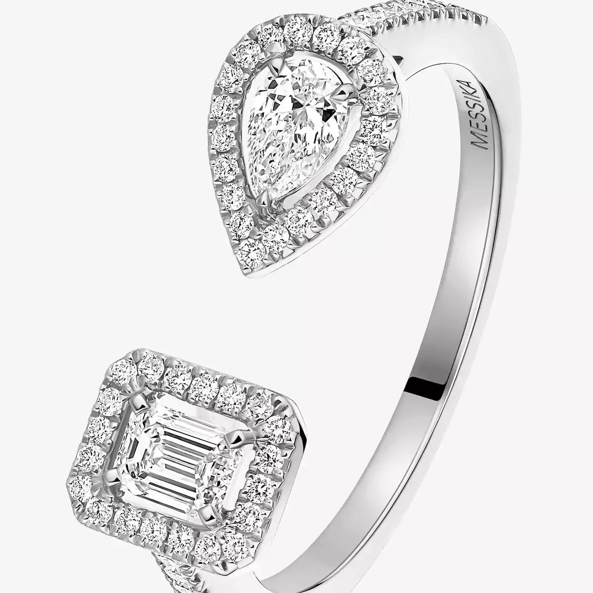 [Leaves]OPEN SUGAR CUBE & TEARDROP PAVÉ DIAMOND RING