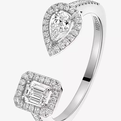 [Leaves]OPEN SUGAR CUBE & TEARDROP PAVÉ DIAMOND RING