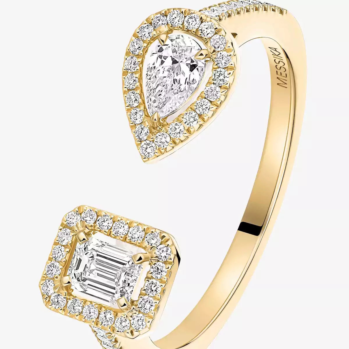 [Leaves]OPEN SUGAR CUBE & TEARDROP PAVÉ DIAMOND RING
