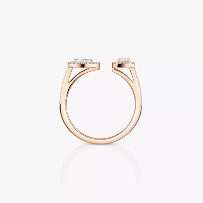 [Leaves]OPEN SUGAR CUBE & TEARDROP PAVÉ DIAMOND RING