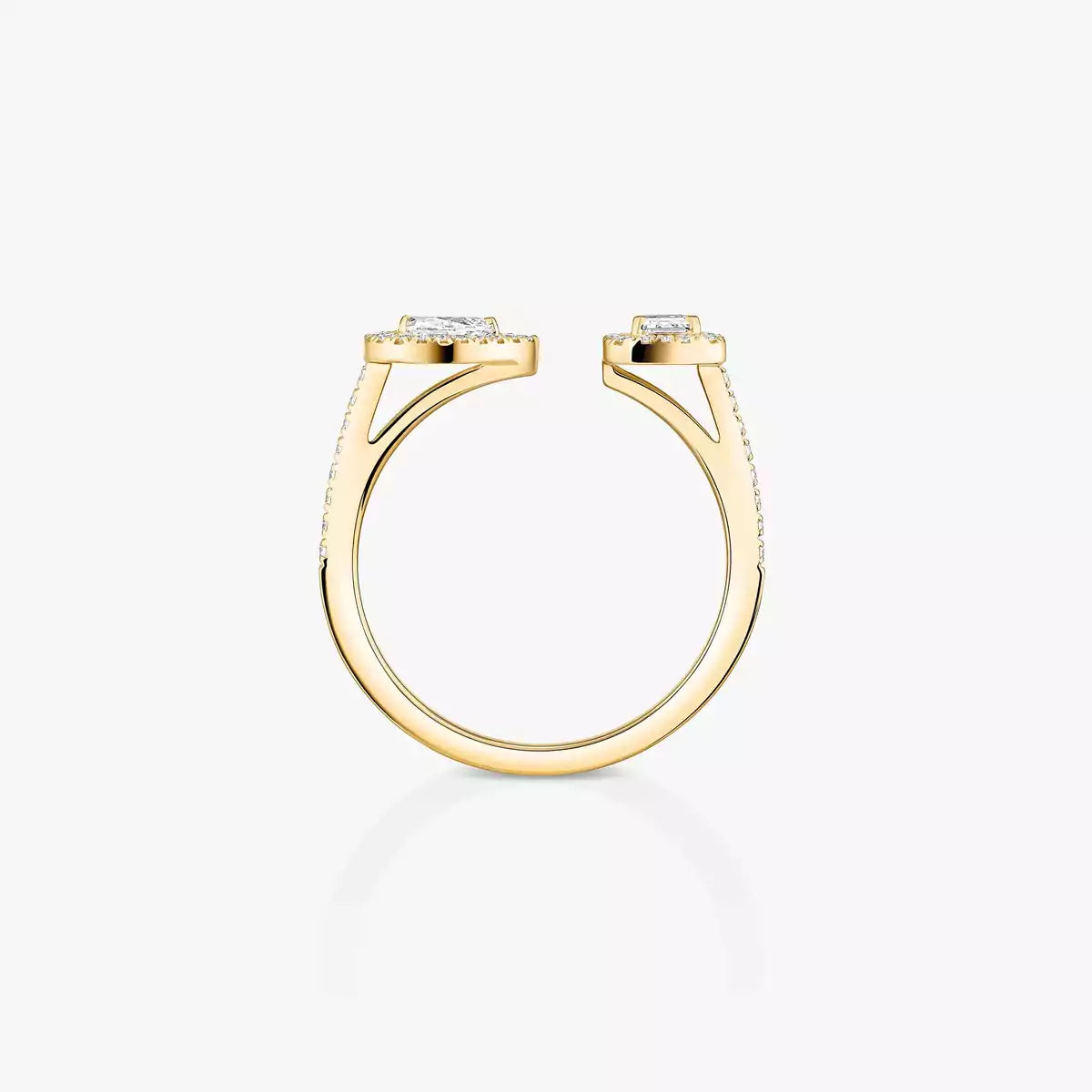 [Leaves]OPEN SUGAR CUBE & TEARDROP PAVÉ DIAMOND RING