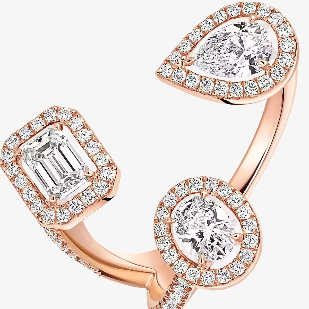 [Leaves]MY TWIN TRILOGY OPEN PAVÉ RING