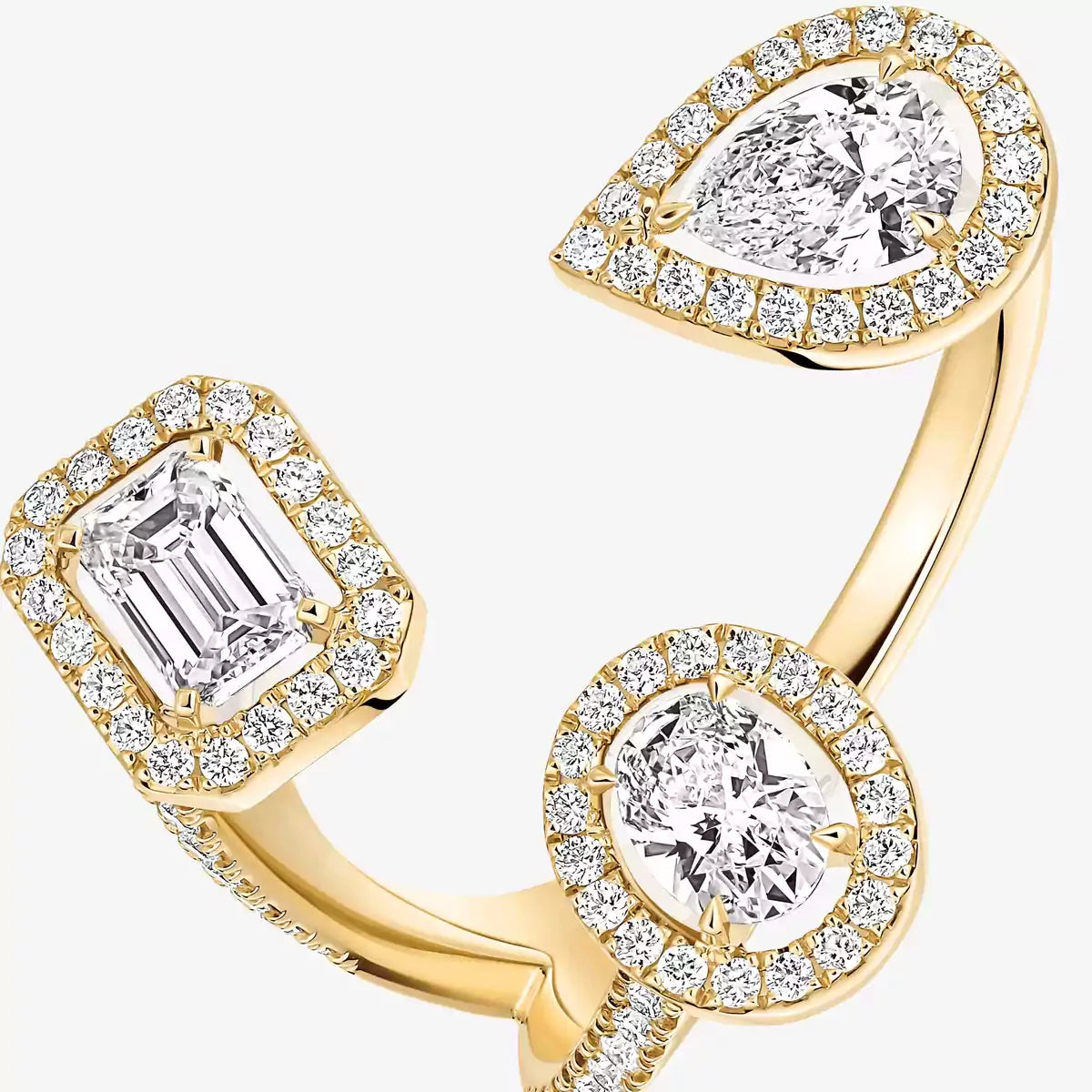 [Leaves]MY TWIN TRILOGY OPEN PAVÉ RING