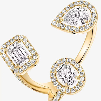 [Leaves]MY TWIN TRILOGY OPEN PAVÉ RING