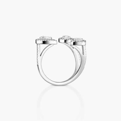 [Leaves]MY TWIN TRILOGY OPEN PAVÉ RING